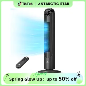 Antarctic Star T36 Tower Fan for Bedroom, 2026 Upgraded DC Motor, 26ft/s High Velocity, 22dB Ultra Quiet Standing Fan, 6 Speeds & 4 Modes, 90° Oscillating Bladeless Fan with 9H Timer, Floor Fans with Remote, Black