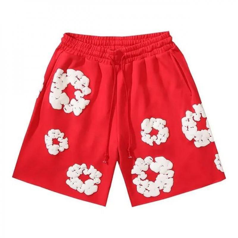 The Cotton 3D Print Wreath Sweatshorts Brand New kapok foam print shorts American high street loose shorts men's Floral Graphic Print Drawstring High Waist Shorts Casual Shorts with Pockets