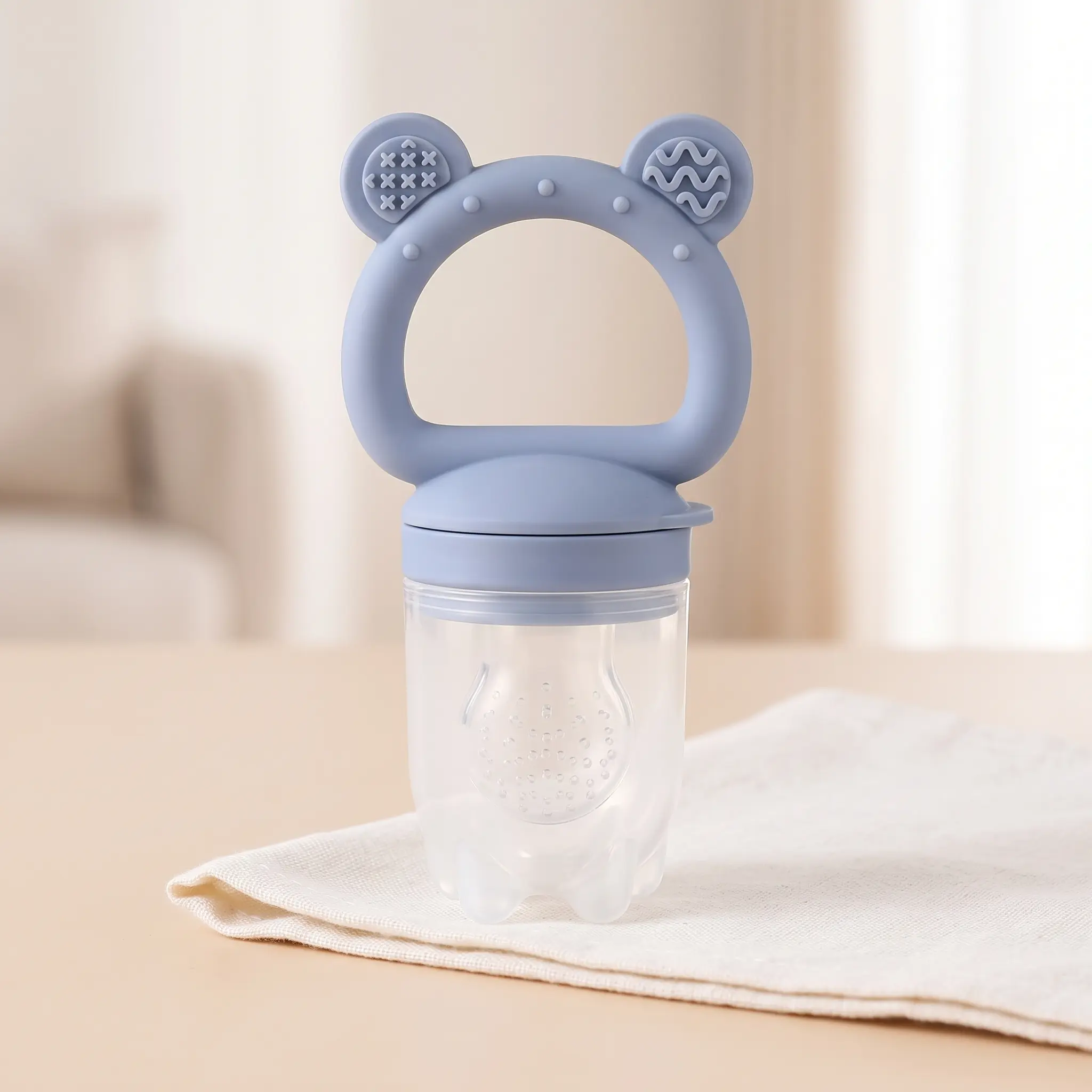 Silicone Baby Fruit Feeder with Mini Freezer Tray, Breastmilk Popsicle Molds for Baby Teething Relief, Fresh Food Feeder for Safe Infant Self Feeding, Extra Food Pouches