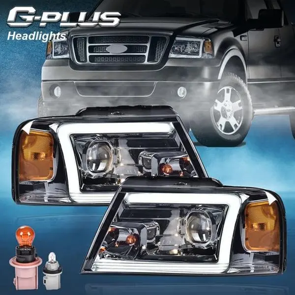 G-PLUS Headlights for 2004-2008 Ford F-150 Lincoln Mark LT LED DRL Amber Reflector Headlight Assembly, Headlight Replacement, Led Headlamps