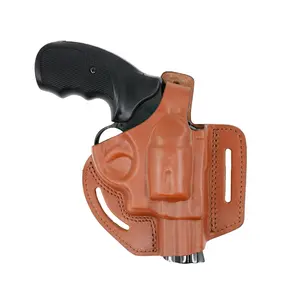 357 Magnum Pancake OWB Leather Holster, 2 Slot Thumb Break Right Hand, Handmade(Alis306)