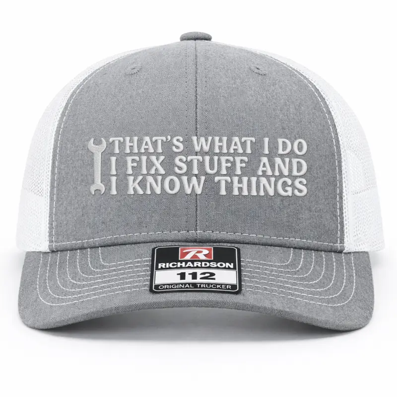 I Fix Stuff Embroidered Richardson Snapback Hat, Streetwear Hat, Casual Headwear, Embroidered Snapback Cap for Daily Commute