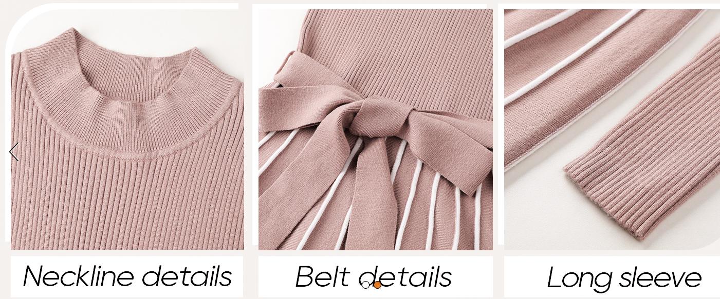 ZESICA Womens 2025 Fall Turtleneck Long Sleeve Sweater Dress Tie Waist Casual Loose Ribbed Knit A Line Midi Dresses