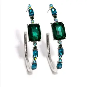 Elite Ensemble Green Gemstone Earrings with Teal Accents for Elegant Style