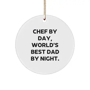 Chef By Day, World's Best Dad By Night. Funny Christmas Tree Ornament