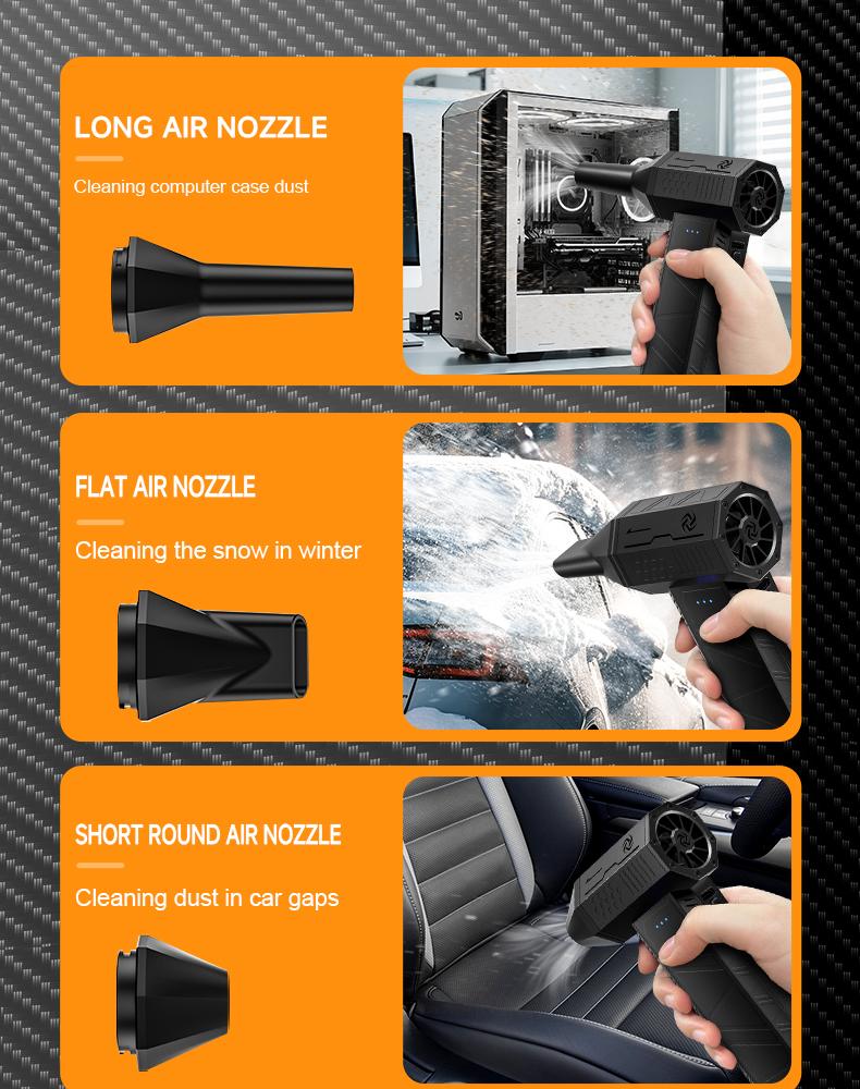 180W Ultra-Powerful Air Duster: 150K RPM for Violent Dust/Snow Removal. Blast Away Debris from PCs, Car AC Vents & Seat Corners, Furniture, Yard Leaves & Pet Hair. High-Speed Handheld Blower with Brushless Motor.