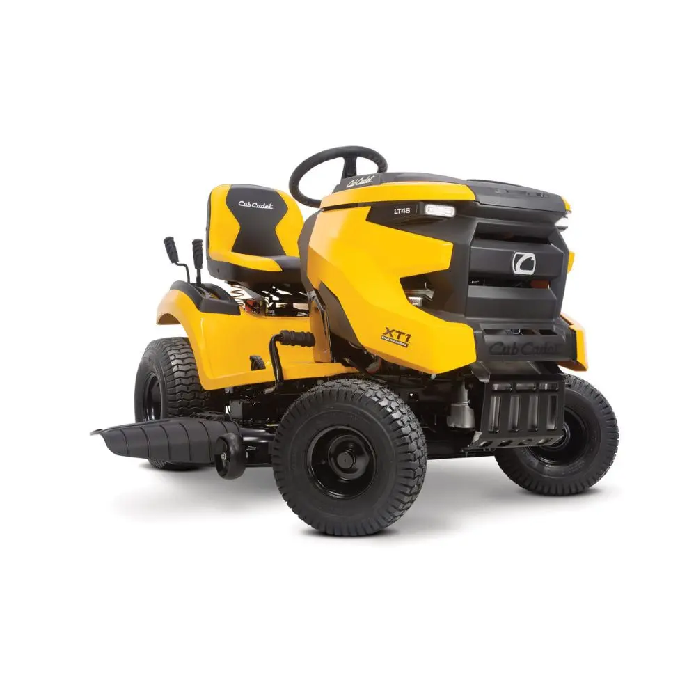 Cub Cadet XT1 LT46 Self Propelled Garden Lawn Mower Tool - Hydrostatic Pedal Control, 46-in Steel Deck Grass Cutter, Ergonomic Comfort Seat, Cast Iron Components, Cruise Control, Rubber Floor Mats, Lawn Tractor Accessories, Self Propelled Lawn Mower, Peda