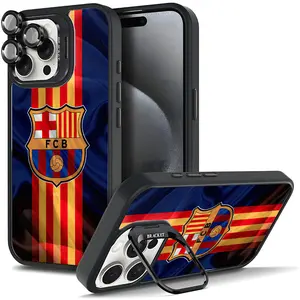Barcelona FC Phone Case with Ring Holder Stand For iphone 17/AIR 16 15 14 13 12 11 PRO PLUS MAX COOL Fashionable Tough Magnetic Durable Metal lens frame Film Bracket Stand Gift Full Protection Camera Holder Phone Cases Cover 11X-L0901