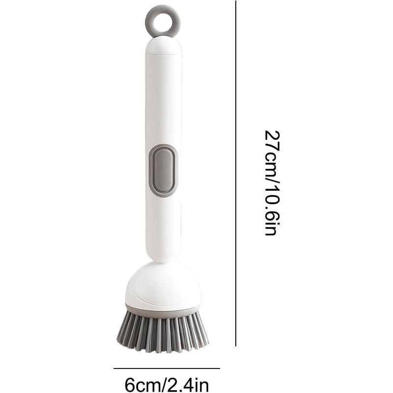 Pro Adjustable Soap Dispenser Scrubber Brush, Long Handle Cleaning Wand for Effortless Dish Washing, Deep Cleans Kitchen Pots, Sinks, Tiles & Glass Surfaces