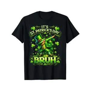Bruh St. Patrick's Day Boys Kids Saint Patricks Day Leprechaun T-Shirt - 100% Cotton Crew Neck Short Sleeve Tee, Casual Summer Back to School Shirt, Perfect Gift for Youngsters, Birthday & Holiday Party Outfit, Gamer Gifts, Casual Youngsters Wear