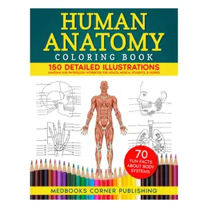 Human Anatomy Coloring Book: 150 Detailed Illustrations & 70 Fascinating Facts in an Anatomy and Physiology Workbook for Adults, Medical Students, & Nurses Focused on Advanced Body Systems Learning Paperback
