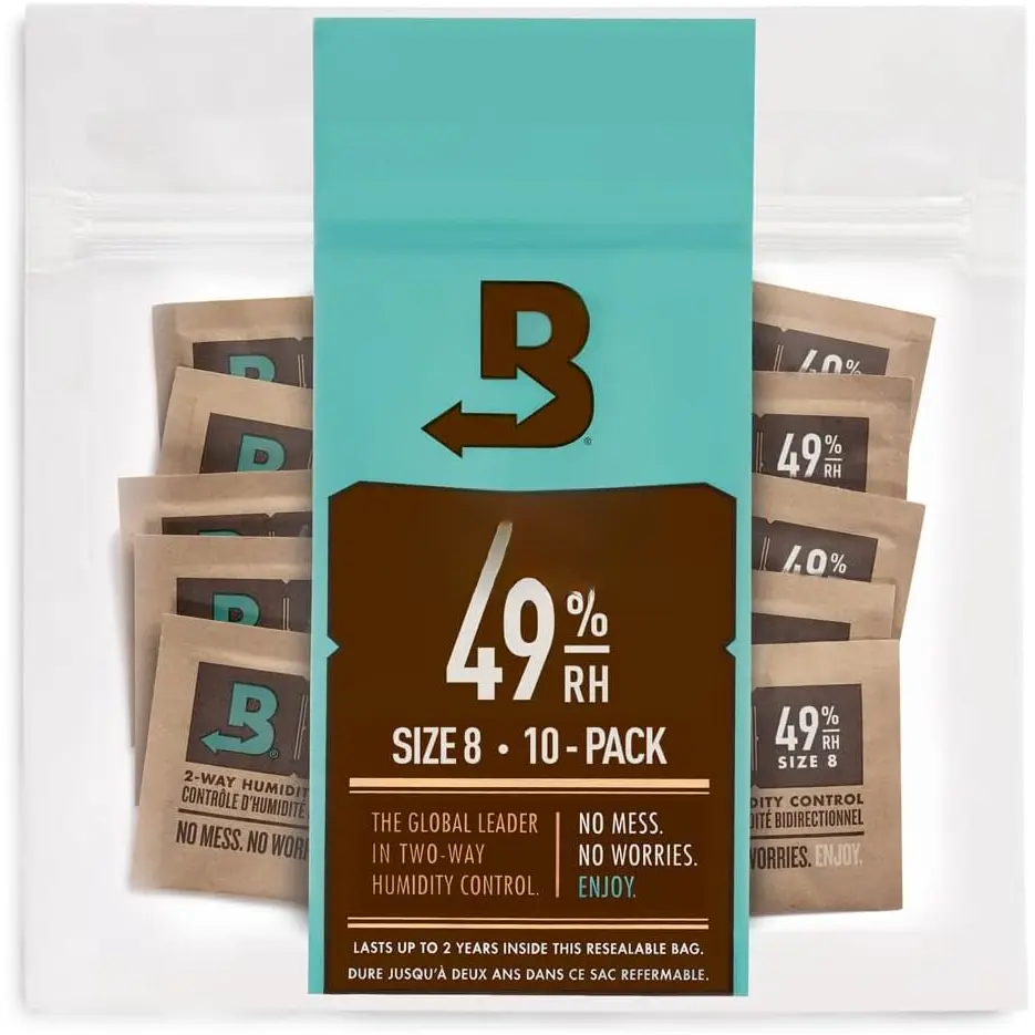 49% Two-Way Humidity Control Packs for Music Bows & Small Woodwinds - Size 8 - 10 Pack -  Absorbers for Small Instrument Cases - Humidifier Packs - Hydration Packets in Resealable Bag