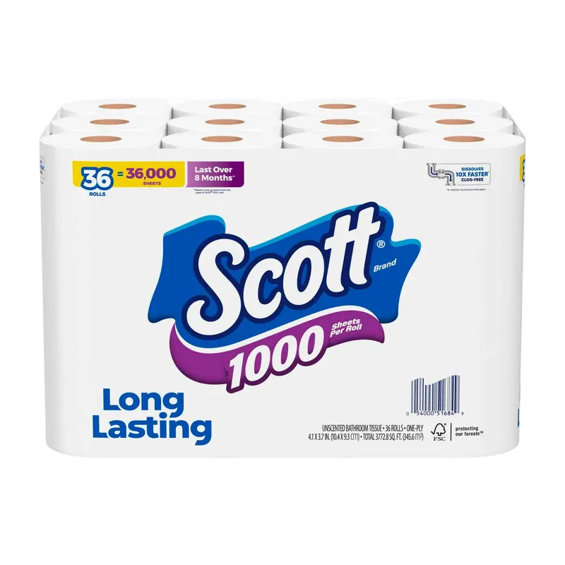 1000 Toilet Paper, 36 Rolls, 1,000 Sheets per Roll