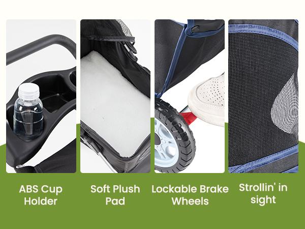 Pet Stroller for Dogs and Cats, Foldable, Lightweight and Durable, Ideal for Small to Medium Pets, Includes Storage Basket and Cup Holders