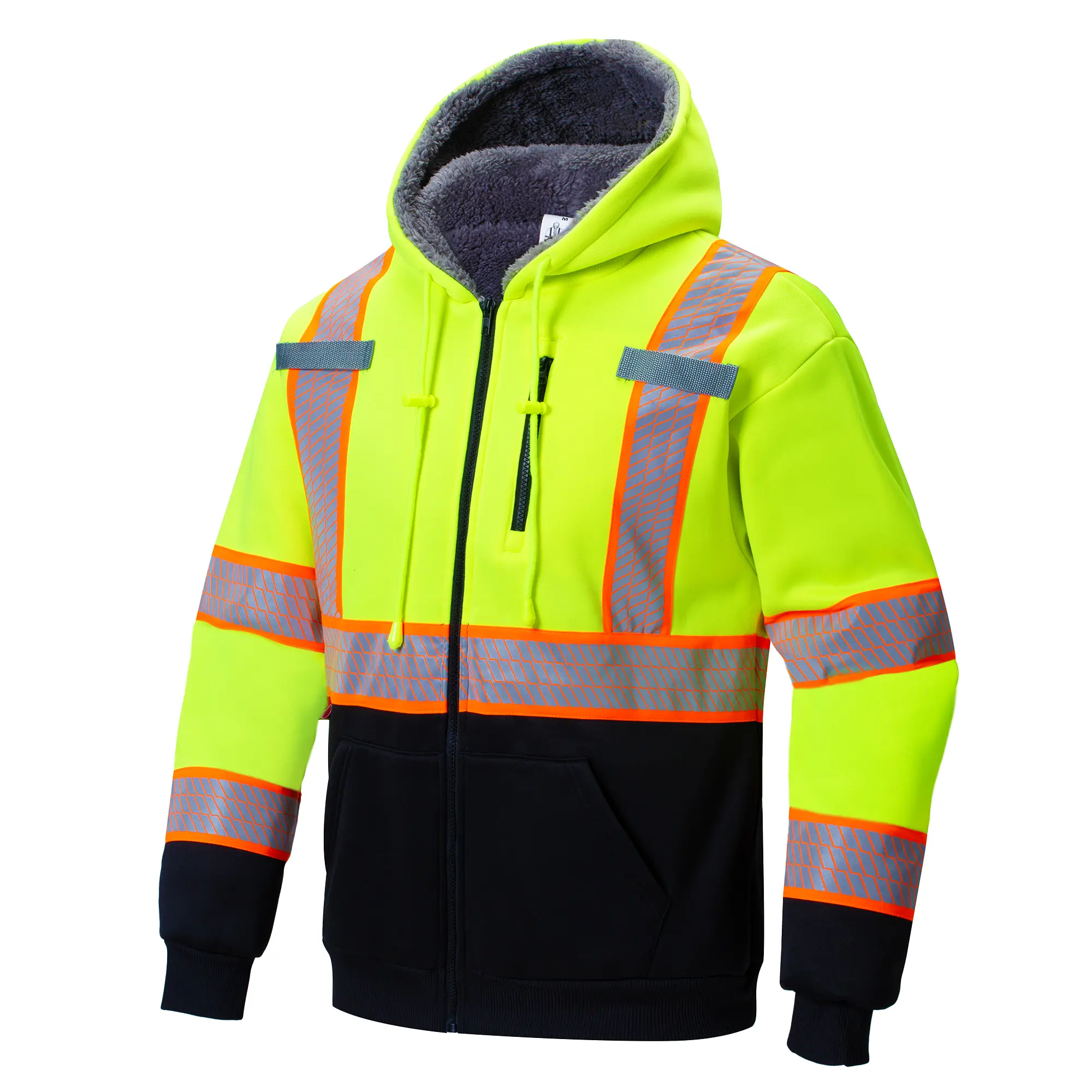 ProtectX Class 3 Hi Vis Safety Hoodie for Men & Women, Fleece Lined Reflective High Visibility Sweatshirt Jacket homeessentials