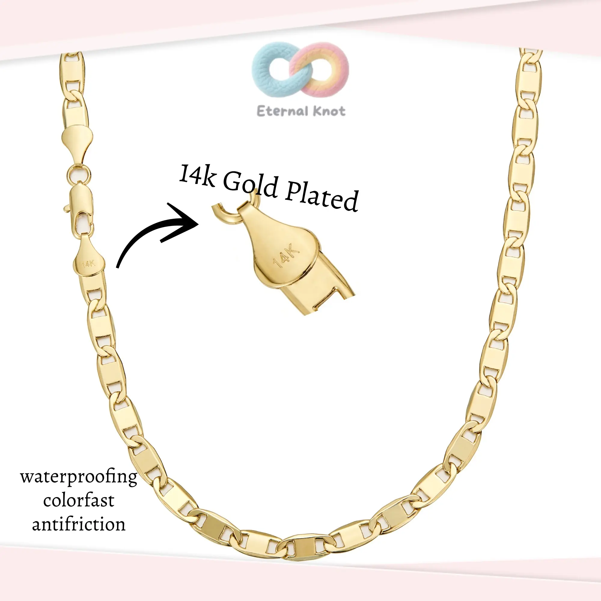 14K Gold Plated Figaro Chain Necklace 6mm 20/24 Inch Italian Cuban Link Anti-Tarnish Hypoallergenic Classic Men's Women Jewelry Gift
