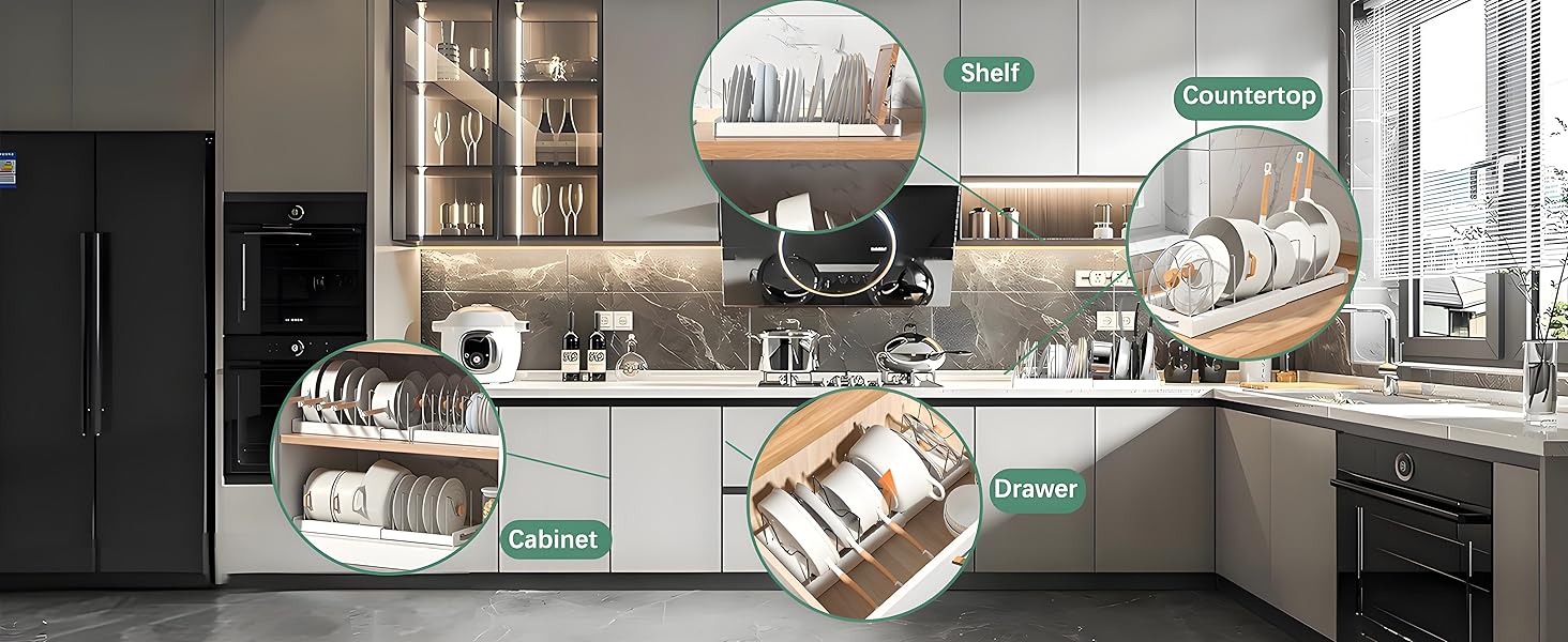 Adjustable Multi-Purpose Pot Storage Rack,Space-Saving Pull-Out Kitchen Organizer For Pots And Pans - Adjustable Metal Pot Lid Holder