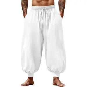 Runcati Mens Harem Pants Casual Elastic Waist Drawstring Baggy Hippie Trousers Cotton Boho Yoga Beach Pants Runcati Mens Harem Pants Casual Elastic Waist Drawstring Baggy Hippie Trousers Cotton Boho Yoga Beach Pants