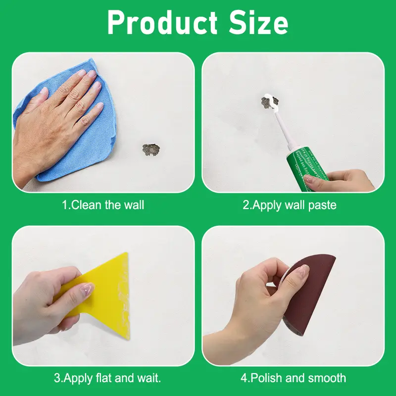 Drywall Repair Kit (3x100g), Wall Patch Spackle with Scraper & Sandpaper, Wall Fix Tool, Quick DIY Fix