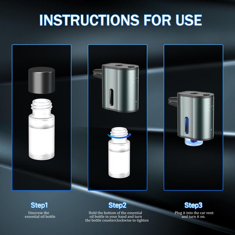 Smart Car Air Freshener with Three Adjustable Concentration Scent Levels, Portable Waterless Car Diffuser Air Freshener Car Aromatherapy Diffuser, 3*10ML Natural Perfume Smart Car Air Freshener with Three Adjustable Concentration Scent Levels, Portable Waterless Car Diffuser Air Freshener Car Aromatherapy Diffuser, 3*10ML Natural Perfume