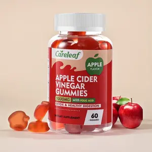 Careleaf Apple Cider Vinegar Gummies 60 Counts 1000mg AVC with Vitamin B6 B12 for Digestion Detox Gut Immune Health No Harsh Flavor