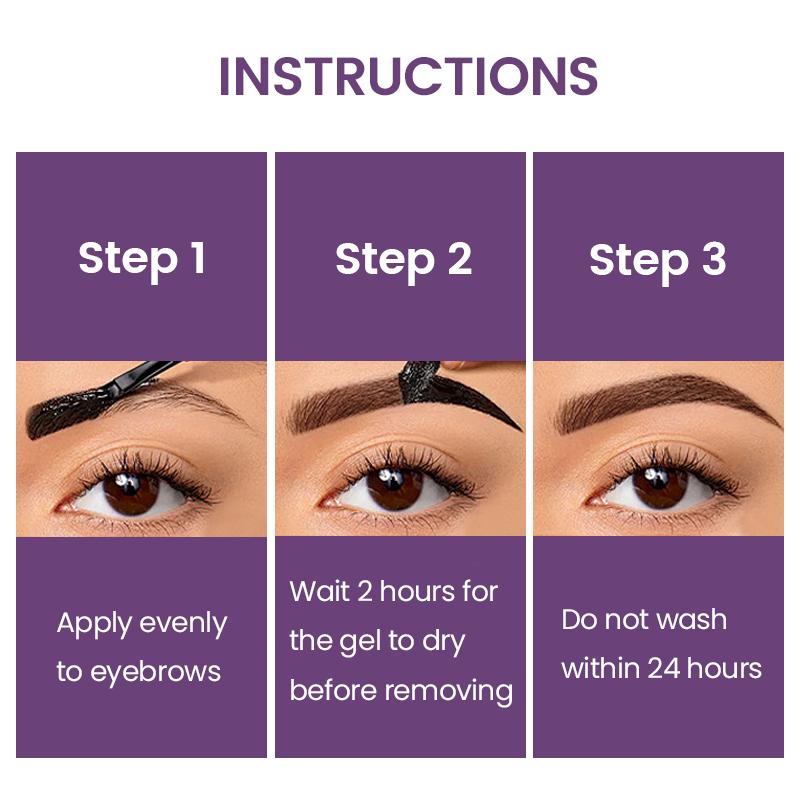 Easy Peel-Off Eyebrow Gel - Waterproof & Sweatproof, Long-Lasting Black or Brown Tattoo Tint, Film Forming, Medium Coverage for All Skin Types, 10g Makeup Cosmetic