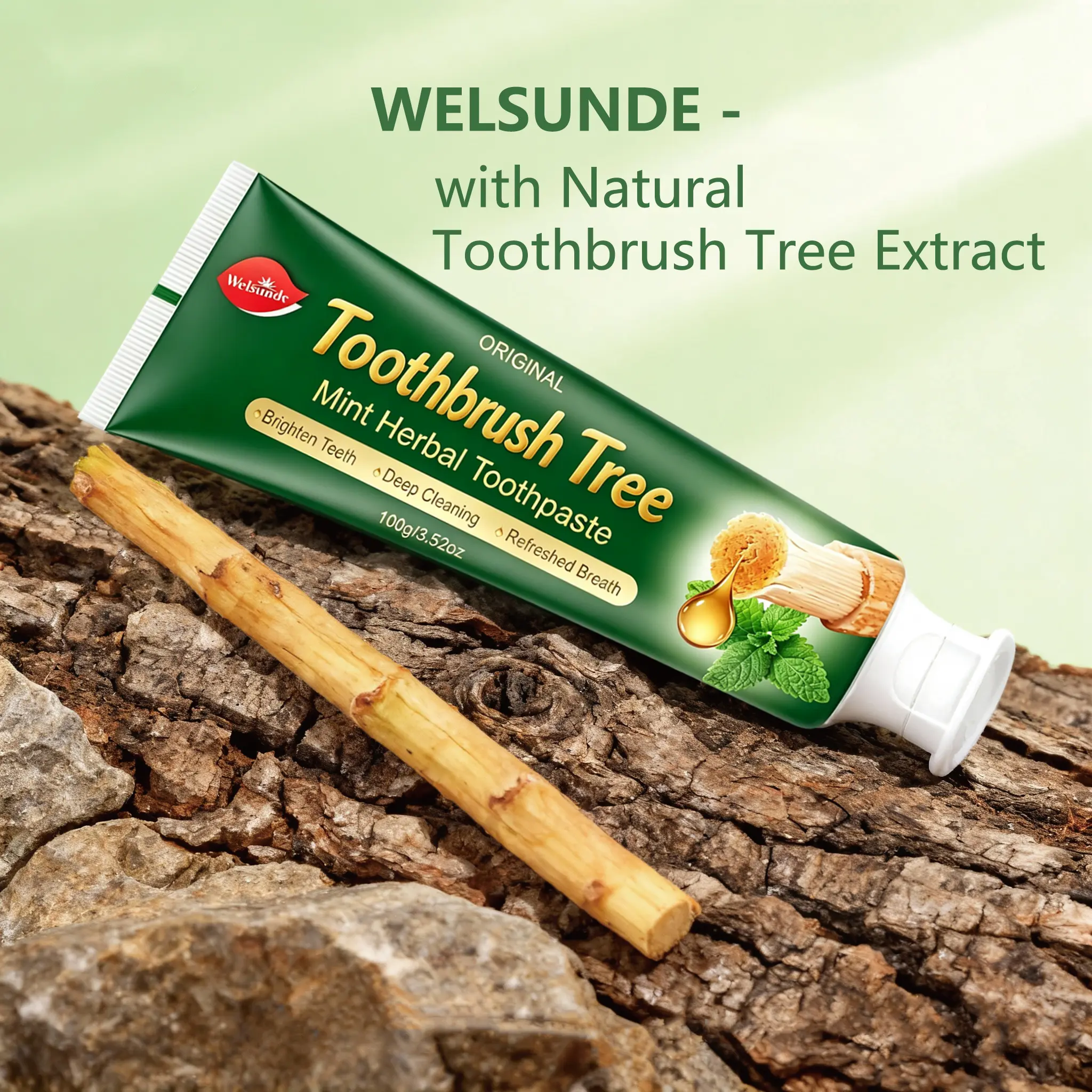 Welsunde Kugig Original Mint Herbal Toothpaste - Natural Extracts, Hydroxyapatite, Gentle Surface Cleansing, Refreshing Breath, 100g Sensitivity & Toothache Care Upgrade Edition,kugig toothpaste