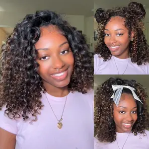 [WEAR GO HALF WIG] ISEE HAIR Wear Go 1B/30 Highlight Half Wig Water Wave Invisible Hairline Glueless Human Hair Wigs Seamless Flip Over Wig Natural Look Beginner Friendly #TikTokShopSpringGlowUp