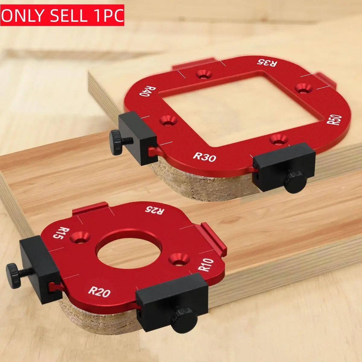 Two-Piece Set of Aluminum Alloy Rounded Corner Molds with Radii, Multiple Sizes Offered, Woodworking Routing Tools, Router Table Jig, Router Table Compatibility, Removable Clip Feature & DIY Craft Tools, Ideal for Precise Edging, Round Corner Cuts