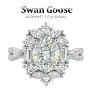 S925 Sterling Silver 4CT Elegant Oval Rhinestone Ring, Fashion Promise Ring for Women & Girls, luxury simple design Trendy All-match & Exquisite Clean Girl Jewelry for Birthday Gift