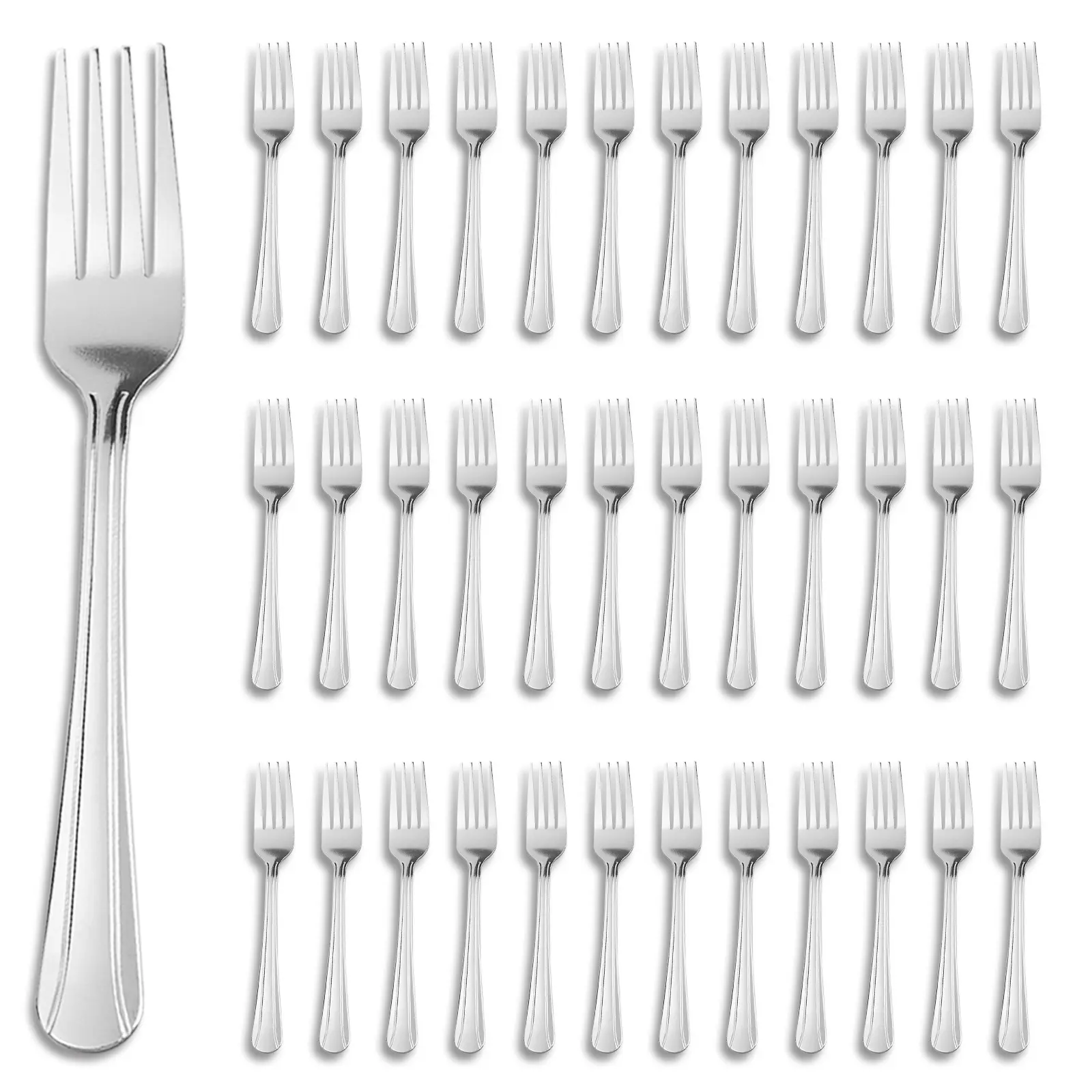 36-Piece Dominion Stainless Steel Dinner Fork Set, Smooth Polished Handle Flatware Forks, Dishwasher Safe Table Forks for Home Cafe Restaurant Catering Party