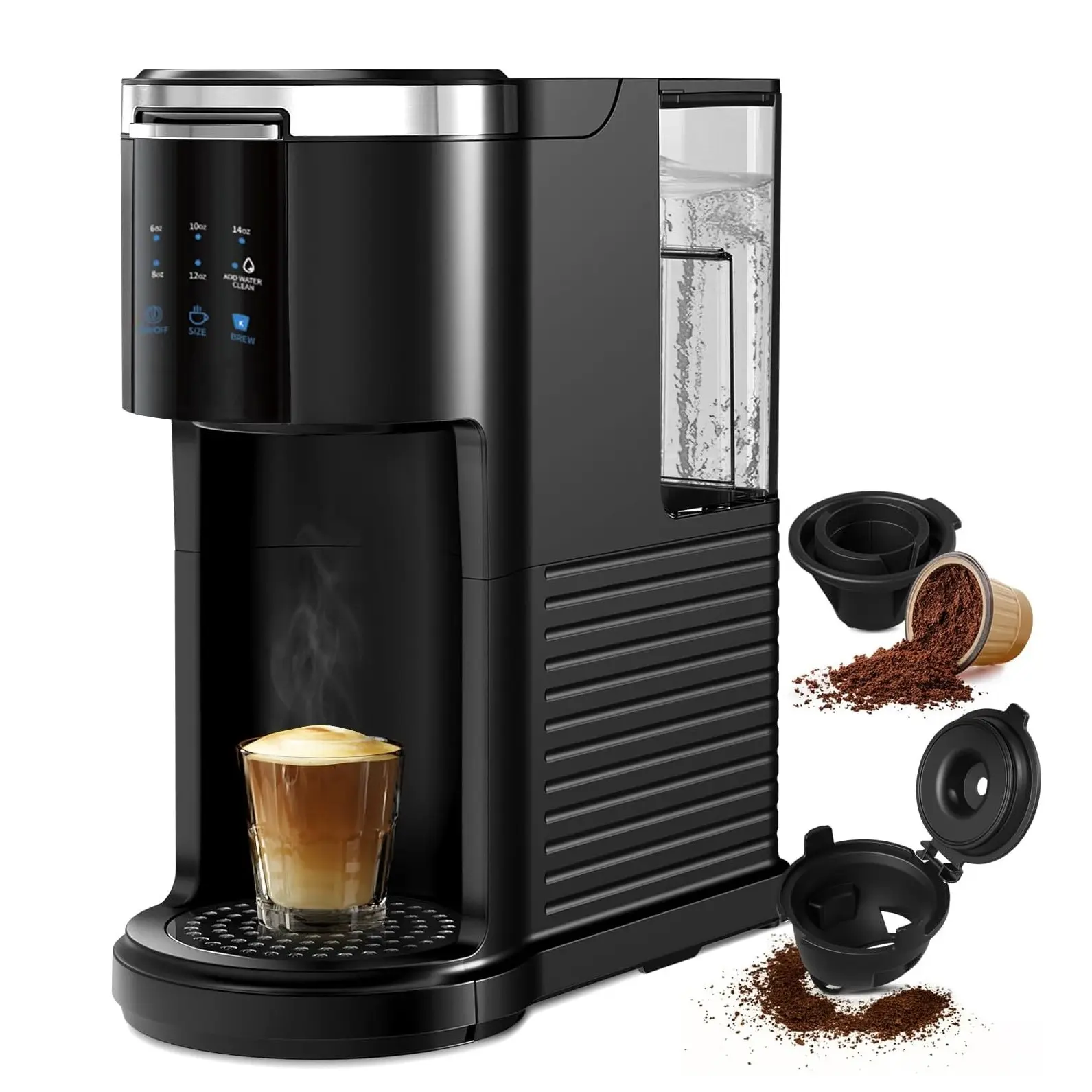 Single Serve Coffee Maker K Cup 2 in 1 Coffee Machine with Ground Coffee & Pods Coffee, 6 to 14 Oz Brew Sizes,Mini One Cup Drip Coffee Maker with Auto Cleaning & Shut Off, Black Brand: Havato summerwins,summerwins,home essentials