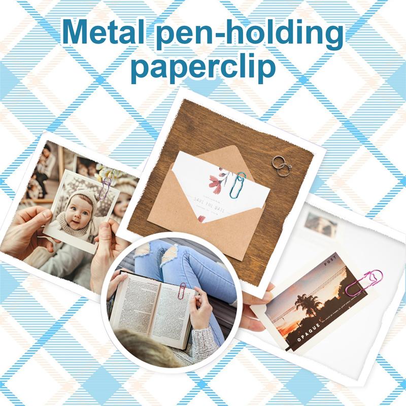 10Pcs Heart Pen Clip,PUKEGM Metal Pencil Clips Multifunctional Rose Gold Silver Carbon Steel Paperclip Portable Large Size Holder for Notebook Book Journal Office School Accessories