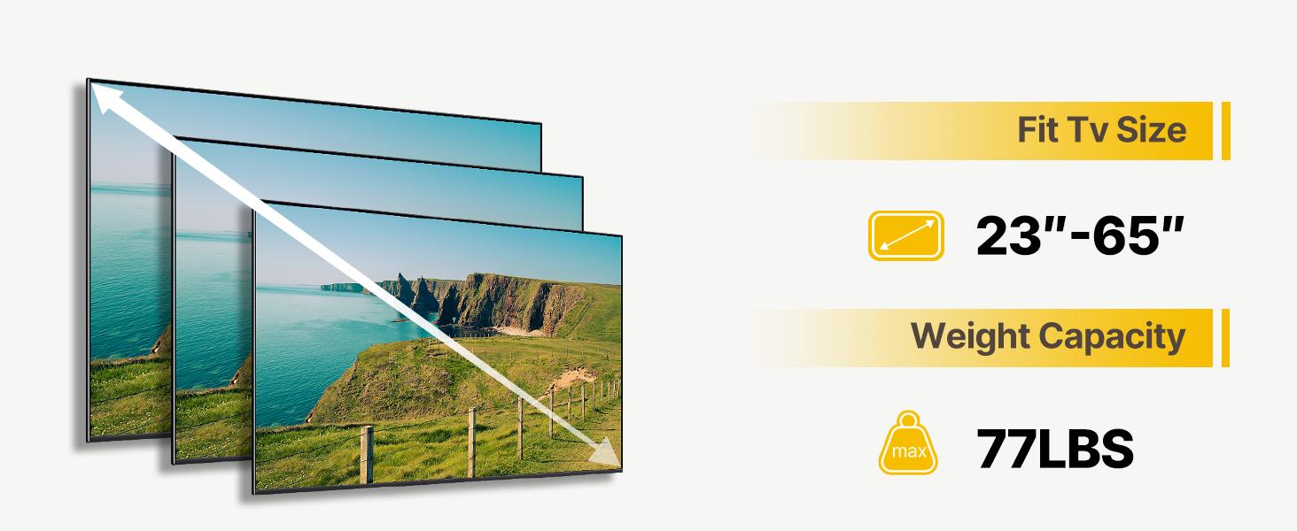 monTEK Full Motion TV Wall Mount for 23–65 Inch Flat & Curved TVs and Monitors, Swivel & Tilt Articulating Bracket, Max VESA 400x400mm, Holds up to 77 lbs, Perfect Center Design