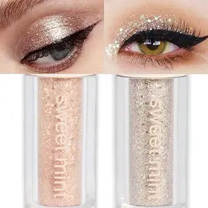Liquid Sparkling Glitter Eye Shadow Sticks – Crystal Silver Golden Eyeshadow, Eyeliner, Eyelid Shimmer Highlight Makeup