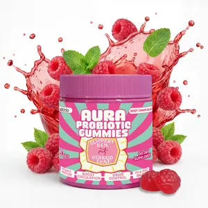 LuckDate AURA Probiotic Gummies with Slippery Elm & Ginkgo. Supports pH & Yeast Balance, Boosts Circulation, Odor Control, Intimate Moisture. Feminine Healthcare Supplement for Dryness. Raspberry 60pcs.