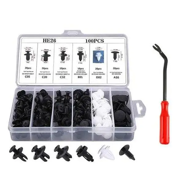 100 PCS Universal Expansion Screw Clips Set for Automobiles , PA66 Injection Molded Bumper Push Fastener Rivet Clamp Expansion Screw, Universal Fastening Screw Replacement Kit
