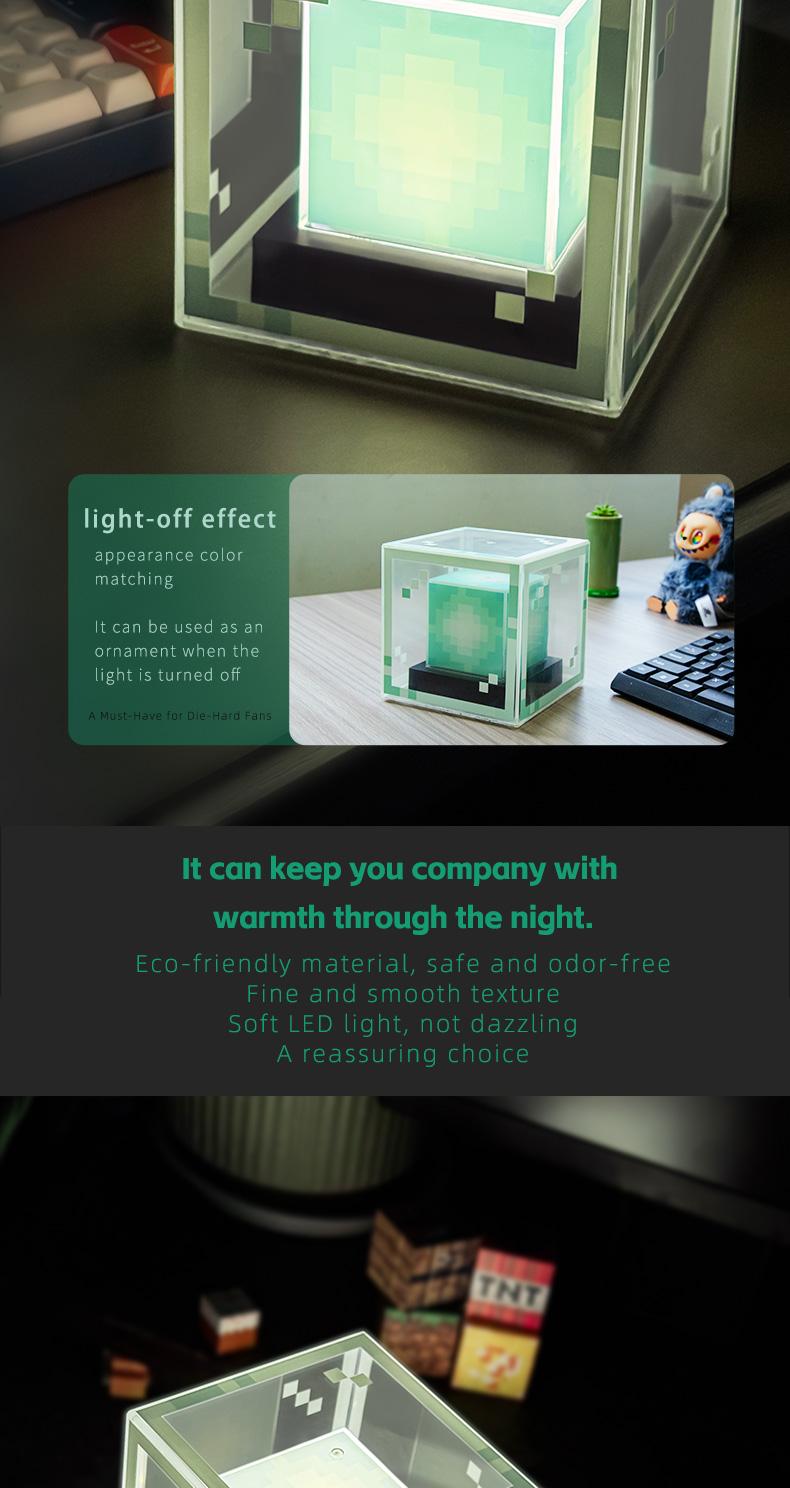 Pixel Style Beacon Night Light Four Color Changing RGB Lamp Beads Eco Friendly Material Type C Charging for Enhanced Gaming Atmosphere