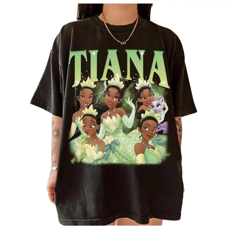 Tiana Potrait Shirt Funny Tee, Tiana and Frog Princess Tees, Kiss Frogs Vintage Graphic Tshirt Family 2024 Trip Gifts