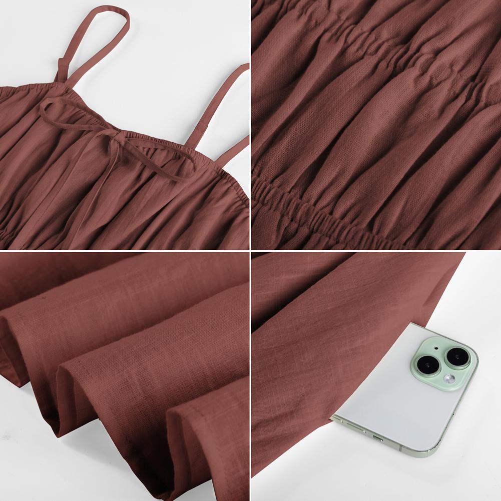 Women's Summer Dress A-Line with Spaghetti Straps Elegant Cotton Knee-Length Festive Sleeveless Smocked Ruffle Casual Dress Beach Dress SpringStatements