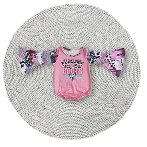 Little Baby Girls Western Cowgirls If I Can't Wear My Boots I ain't Going Long Sleeve Bodysuits Rompers Soft Stretchy Pink Bubbles
