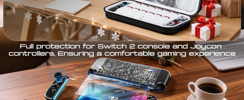 Switch 2 Dust Cover with 12 LED Colors Light Base Compatible with Nintendo Switch 2, Switch 2 Accessories with Tempered Glass Screen and Protect Case for Nintendo Switch 2