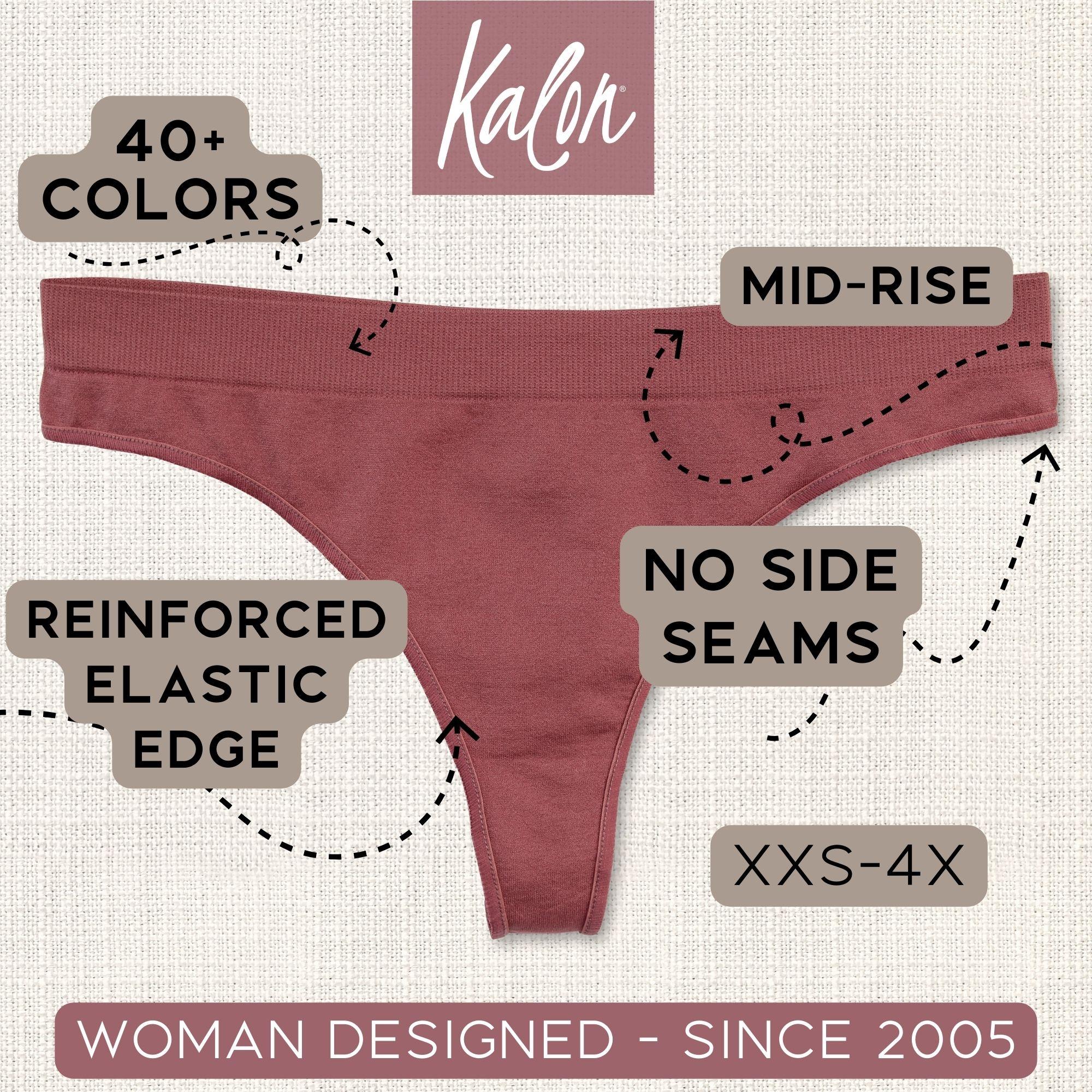 Kalon 6-Pack Women's Seamless Thong Underwear XS-4XL Stretchy & Comfy Knit Womenswear Soft Comfort Gym Panties Lady undies