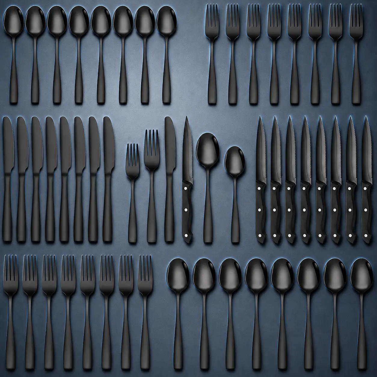 48-Piece Silverware Set with Steak Knives Service for 8,Stainless Steel Flatware Set,Mirror Polished Cutlery Utensil Set,Home Kitchen Eating Tableware Set,Include Fork Knife Spoon Set