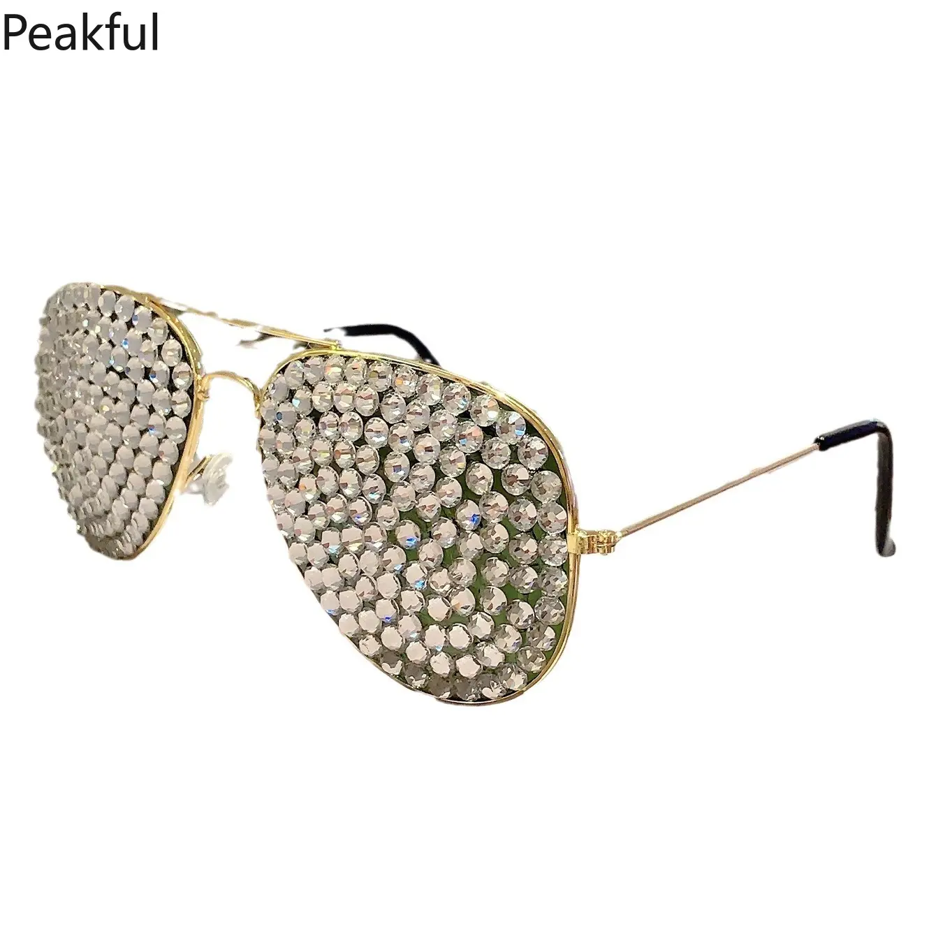 Sparkly Crystal Aviator Statement Sunglasses, Popular Rhinestone-Encrusted Luxury Shades, Fashion Bling Diamond-Studded Party Eyewear, elegant gold frame & all-over crystal accents, great for special occasions, girls’ nights, holiday gatherings