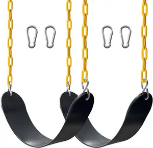 Sunnyglade 2PCS Swings Seats Heavy Duty with 66" Chain, Playground Swing Set Accessories Replacement with Snap Hooks, Support 250lb (2, Black)