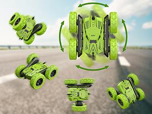 SGILE RC Stunt Car Toy - 4WD Remote Control Car for Kids Ages 6-12, 2 Sided 360° Rotating, USB Charging Cable Included, Not Applicable