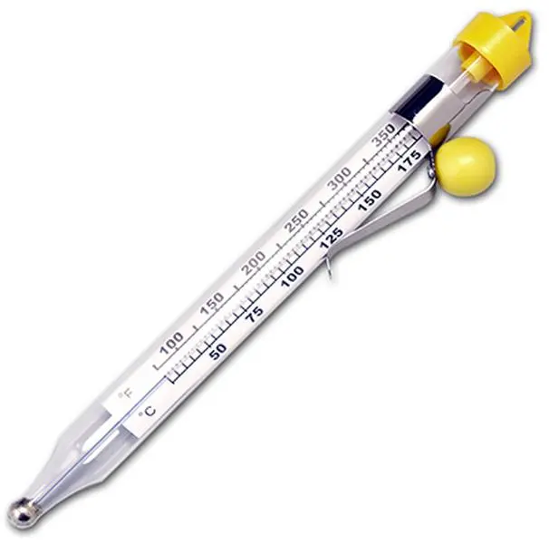 212 MAIN 3510 Glass Kitchen Candy Thermometer - 8.5 in Length, Adjustable Clip-Equipped Kitchenware Utensil for Deep Fry Temp Monitoring, Ideal for Cook Enthusiasts
