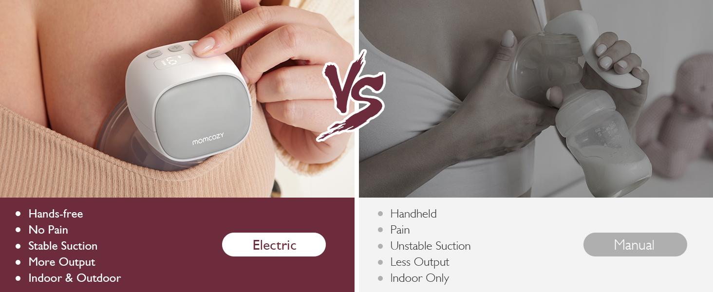Momcozy  S9 Pro & S12 Pro Breast Pump, Upgraded Wearable Breast Pump, Hands-free Design, with LED Display, Dual-head Electric Portable Breast Pump, with 2 Modes and 9 Levels, 24mm,A