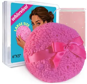 6" Large Body Powder Puff and Container, Soft Fluffy Dusting Powder Puff for Body Powders, Quick Even Application, Washable, Cute Rose Pink